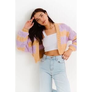 Blue Blush Boutique Stripe Chunky Knit Cardigan